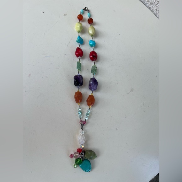 Vintage boho necklace choker style various beads & crystal beads - Picture 6 of 11